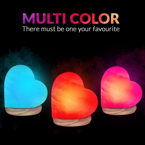 Multicolor Heart Salt Lamp 3-5 lbs | HIMALAYAN GLOW